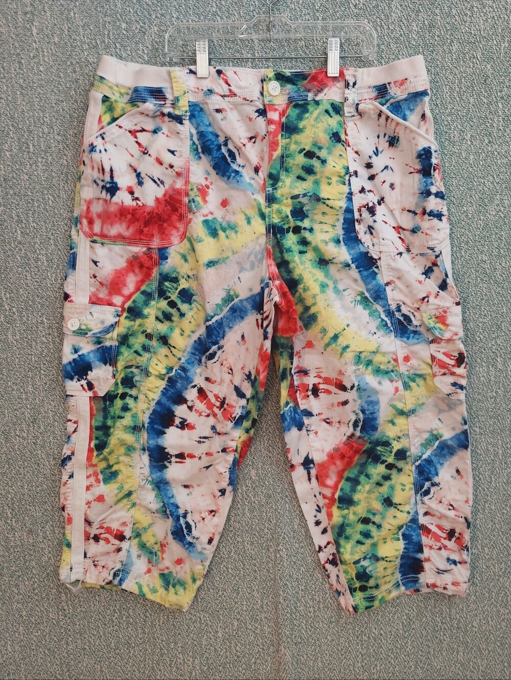 Style & Co Tie-Dye Cargo Capri Pants Women's Size 18 Plus Multicolor